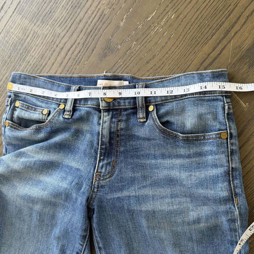 Tory Burch Jeans Sz 28 Straight Leg Blue Denim Logo Medium Wash Casual Classy - Picture 5 of 7